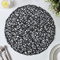 Салфетки сервировочные на стол Доляна &laquo;Паутинка&raquo;, d=38 см, 4 шт, чёрные