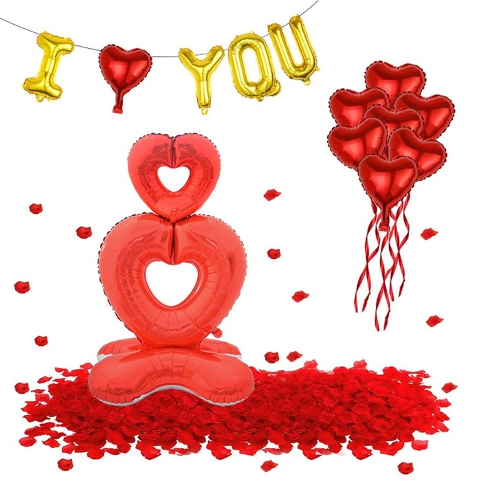 Шар фольгированный 55" &laquo;Большое красное сердце на подставке&raquo;, под воздух