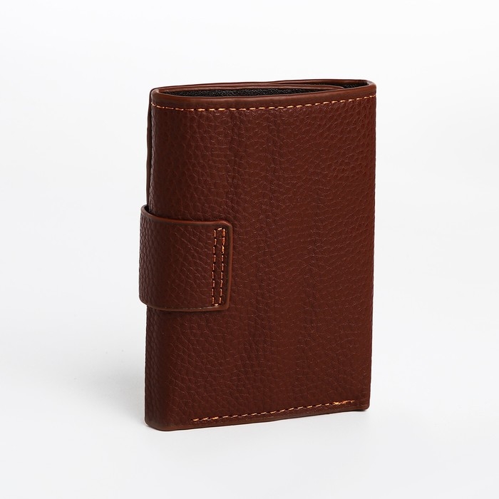 Портмоне мужское на магните, отдел для купюр, для карт, для монет, цвет коричневый