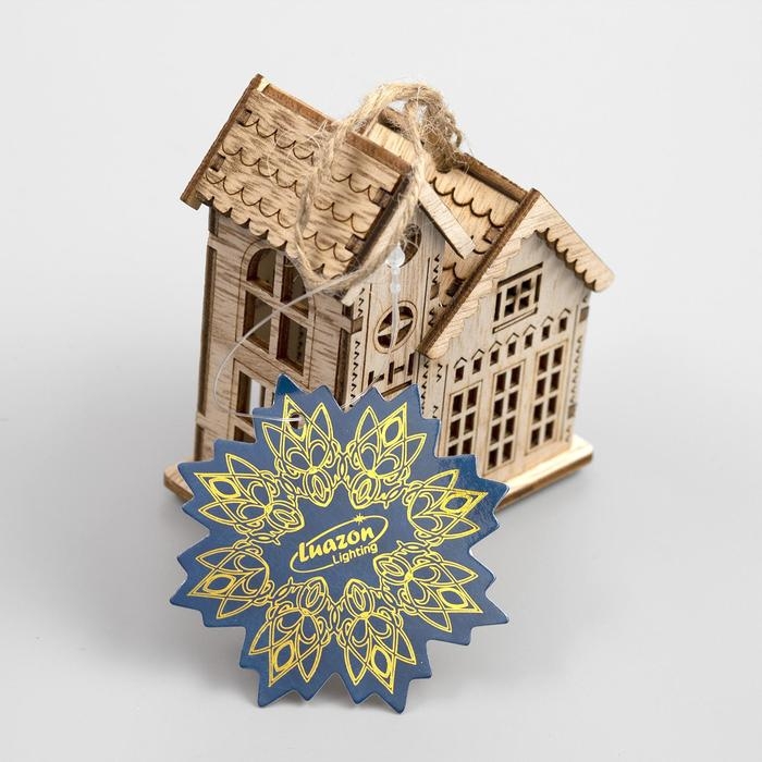 Ёлочная игрушка &laquo;Домик с башней&raquo;, от батареек, свечение тёплое белое