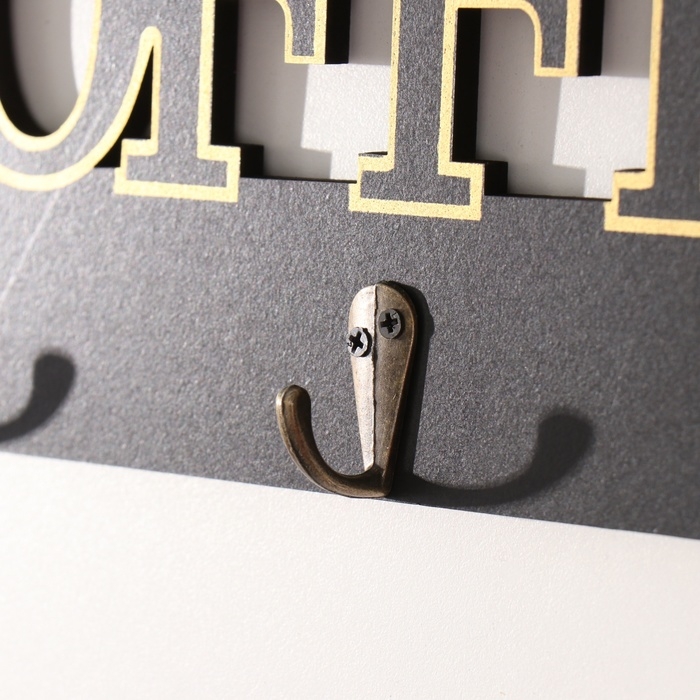 Крючки декоративные дерево "Кофе" чёрный с золотом 3х30х12 см