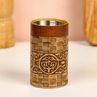 Набор стопок &laquo;Герб России&raquo;, 4 шт, в тубусе, 4,5&times;4,5&times;9 см, береста