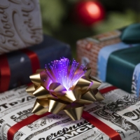 Светодиодная игрушка &laquo;Бант-звезда&raquo; 9 &times; 6 &times; 9 см, батарейки LR44х3 (в комплекте), свечение мульти, золотистая