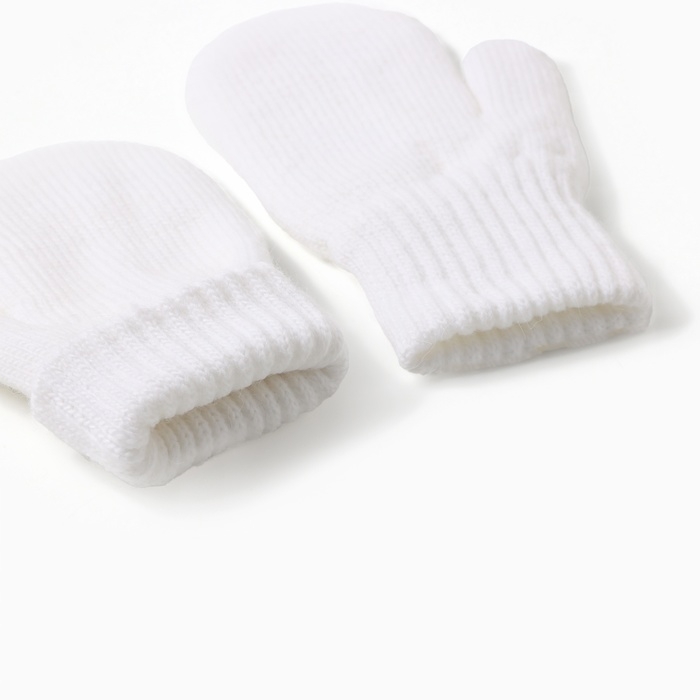 Варежки двойные детские, цвет белый, р-р 14 Варежки двойные детские, цвет белый, р-р 14