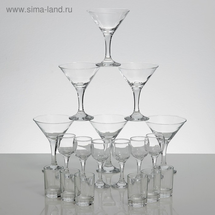 Мини-бар 18 предметов: мартини 190 мл + рюмка 55 мл + стопка 50 мл