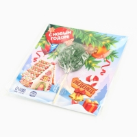 Леденец яйцо на палочке на открытке &laquo;С новым годом&raquo;, вкус яблоко 24 г