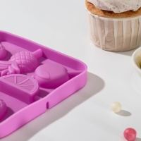 Форма для леденцов Доляна «Тропики», силикон, 13,5×13,5×1,2 см, 8 ячеек, с палочками, цвет МИКС Форма для леденцов Доляна «Тропики», силикон, 13,5×13,5×1,2 см, 8 ячеек, с палочками, цвет МИКС