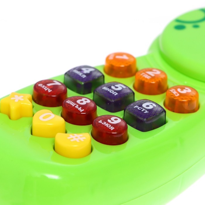 Музыкальный телефон &laquo;Любимые зверята&raquo;, звук, свет, цвет зелёный