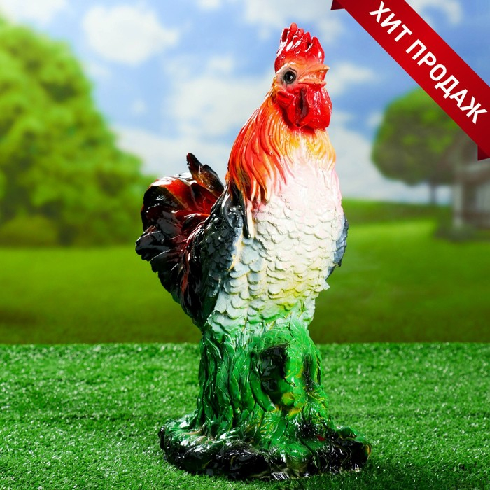 Садовая фигура Садовая фигура "Петух пёстрый" светлая грудка, 32х42см МИКС