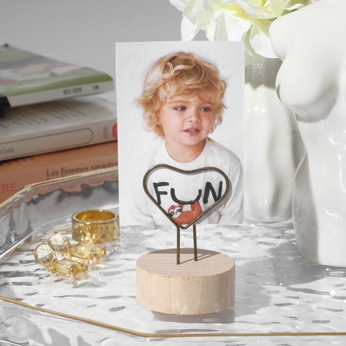 Ценникодержатель с зажимом &laquo;Сердце&raquo;, 4&times;4&times;6 см, цвет чернёное золото