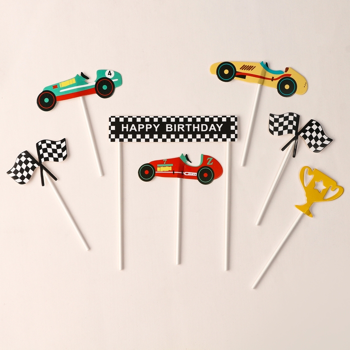 Набор топперов &laquo;С днём рождения&raquo; победитель, набор 7 шт.