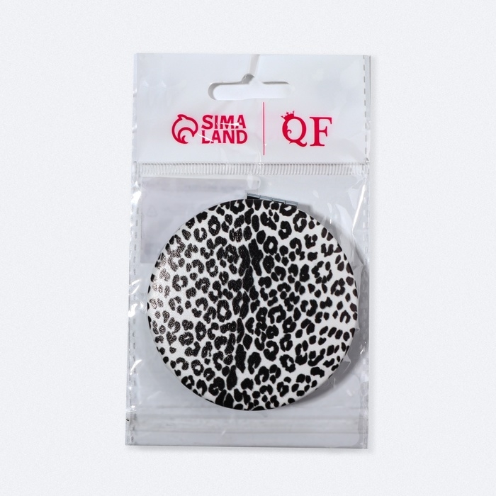 Зеркало складное &laquo;ANIMAL&raquo;, d = 7 см, с увеличением, искусственная кожа, цвет &laquo;зебра&raquo;