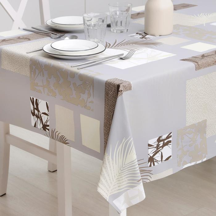 Клеёнка на стол &laquo;Папоротник&raquo;, на тканевой основе, рулон 20 метров, ширина 137 см, толщина 0,22 мм, цвет серый