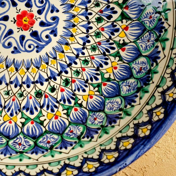 Ляган Риштанская Керамика Ляган Риштанская Керамика "Узоры", 33 см, синий, глубокий