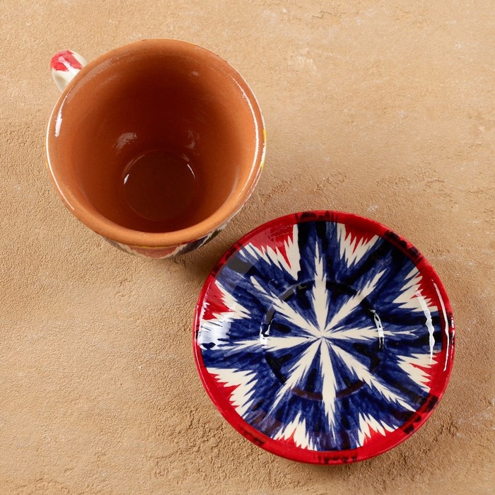 Чайная пара Риштанская Керамика Чайная пара Риштанская Керамика "Атлас", 220 мл, красная МИКС