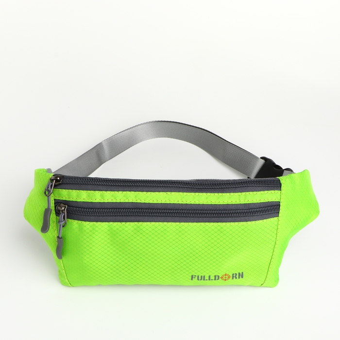 Сумка поясная на молнии, 2 наружных кармана, цвет зелёный