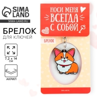 Брелок для ключей акриловый &laquo;Корги&raquo;, 7.2 х 14 см