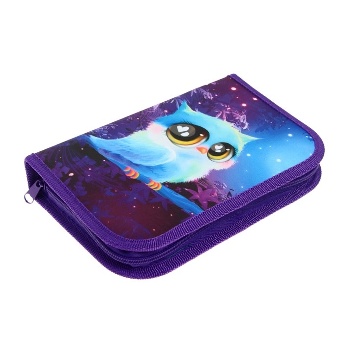 Пенал 1 секция, 130 х 210 х 40 мм, 2 откидные планки, тканевый, Calligrata TOP, Content Пенал 1 секция, 130 х 210 х 40 мм, 2 откидные планки, тканевый, Calligrata TOP, Content "Совушка"