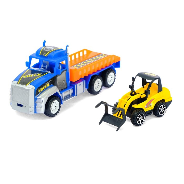 Грузовик инерционный «Перевозчик» с погрузчиком, цвета МИКС Грузовик инерционный «Перевозчик» с погрузчиком, цвета МИКС