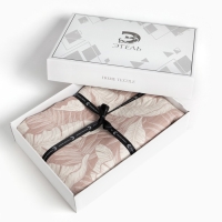 Покрывало хлопковое Этель &laquo;Перья&raquo; 150х240&plusmn;5 см, цвет бежевый, 100%хлопок, 300гр/м2