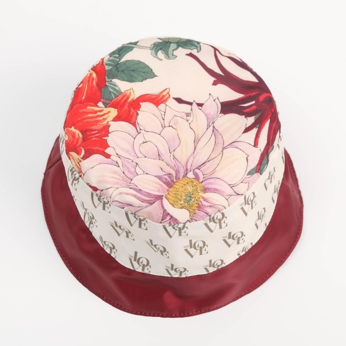 Панама «Цветы», цвет бордовый Панама «Цветы», цвет бордовый