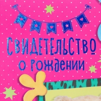 Свидетельство о рождении "Мишка" тиснение, очки, А5 Свидетельство о рождении "Мишка" тиснение, очки, А5