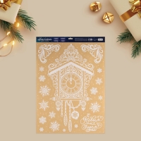 Наклейки новогодние на окна &laquo;Новогодние часы&raquo;, многоразовые, 50 х 70 см, Новый год