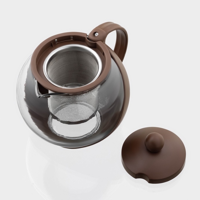 Чайник стеклянный заварочный &laquo;Забота&raquo; матовый, 700 мл, с металлическим ситом, цвета МИКС