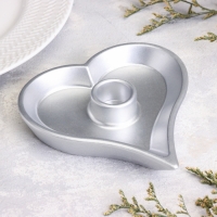 Подсвечник "Сердце" из гипса,14х2,5см,серебро Подсвечник "Сердце" из гипса,14х2,5см,серебро