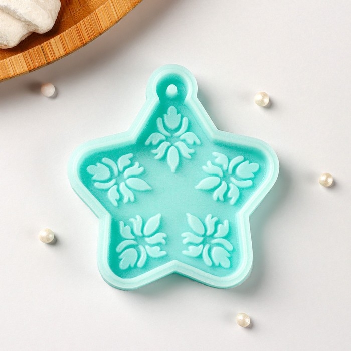 Силиконовый молд &laquo;Звёздочка&raquo;, 7,4&times;7&times;0,8 см, цвет бирюзовый