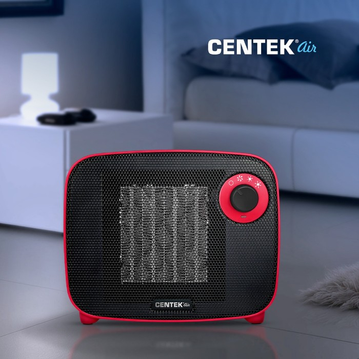 Тепловентилятор Centek CT-6022, керамический, настольный, 1500 Вт, 15 м&sup2;, красный