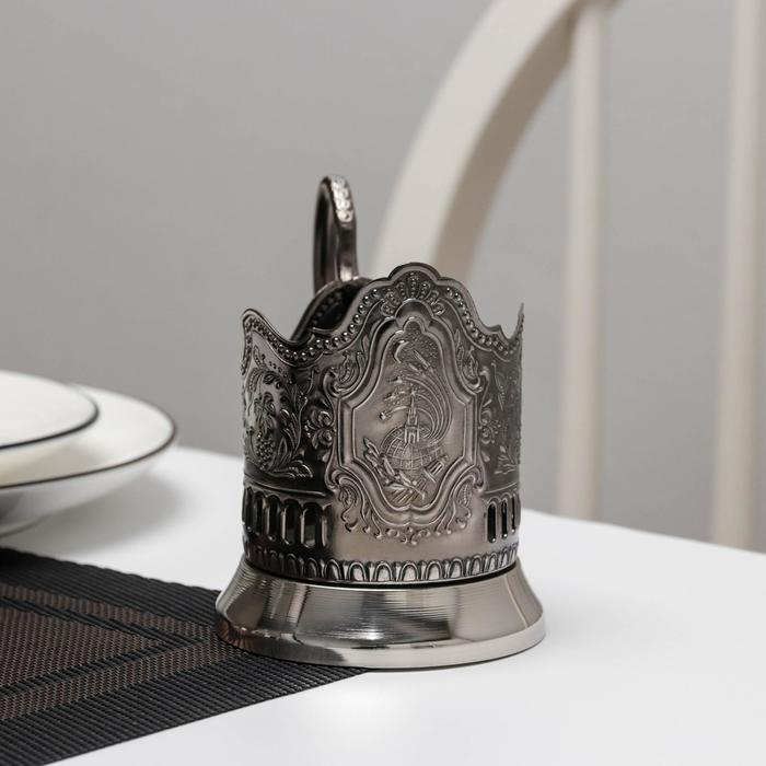 Подстаканник &laquo;Космос&raquo;, d=72мм, никелированный, с чернением