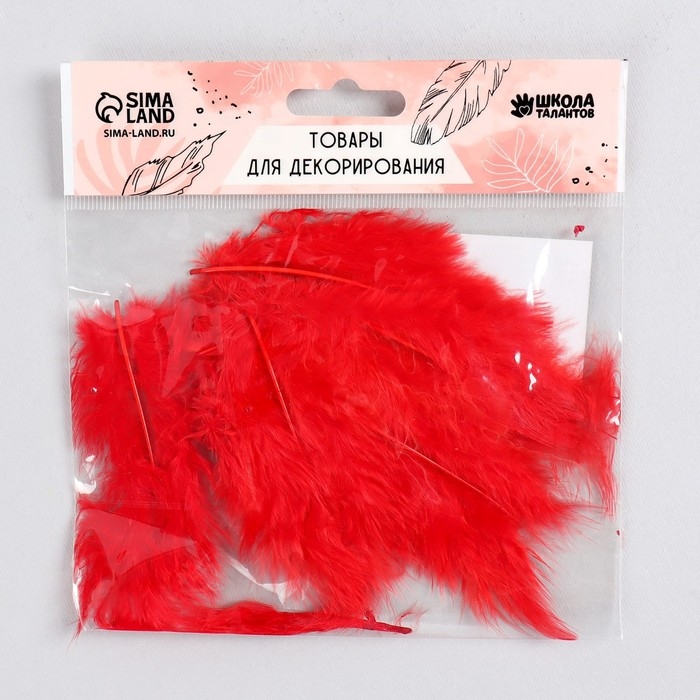 Набор перьев для декора 10 шт., размер 1 шт: 10 × 2 см, цвет красный Набор перьев для декора 10 шт., размер 1 шт: 10 × 2 см, цвет красный