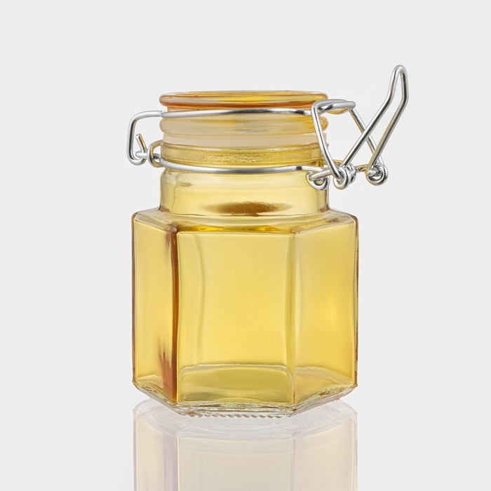 Банка стеклянная для хранения сыпучих продуктов &laquo;Грани&raquo;, 100 мл, 5,5&times;8 см, с бугельным замком, цвет МИКС