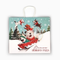 Пакет подарочный новогодний крафтовый &laquo;Сказочного нового года&raquo;, 28 х 15 х 32 см , Новый год