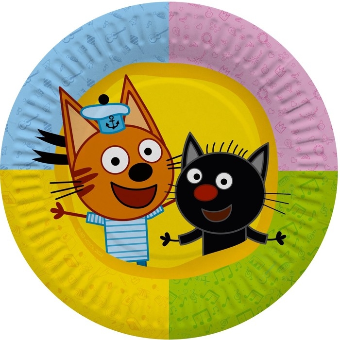 Тарелка бумажная &laquo;Три кота&raquo;, в наборе 6 штук, 18 см