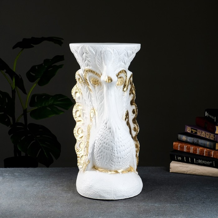 Фигура - подставка "Жар птица" белое золото, 39х32х52см