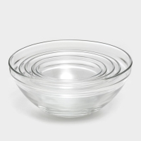 Набор стеклянных салатников с крышками Доляна &laquo;Классика&raquo;, 5 предметов: 100 мл, 200 мл, 300 мл, 400 мл, 850 мл, цвет фиолетовый