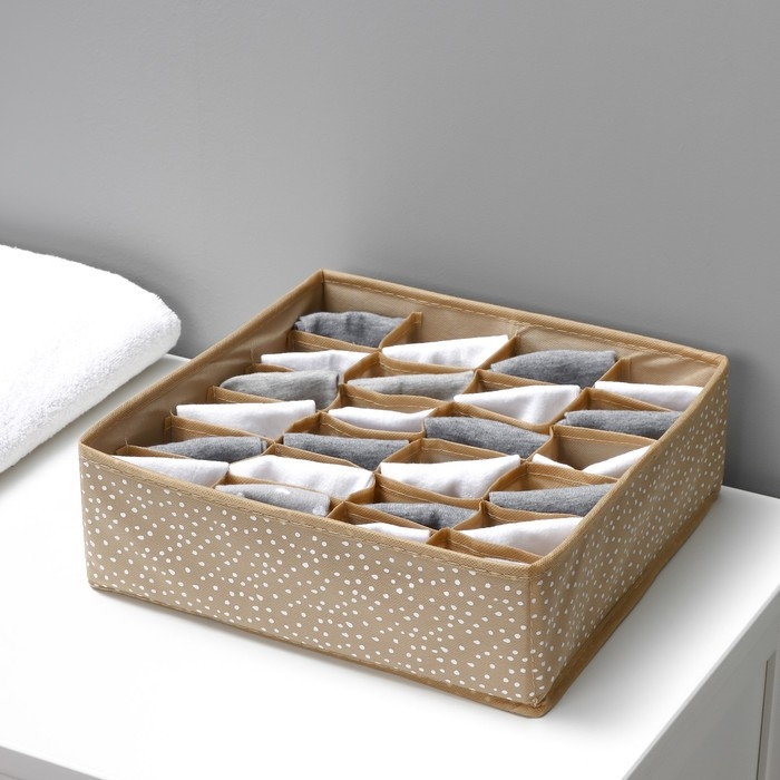 Органайзер для хранения белья Доляна Points, 24 ячейки, 30×30×10 см, цвет бежевый Органайзер для хранения белья Доляна Points, 24 ячейки, 30×30×10 см, цвет бежевый