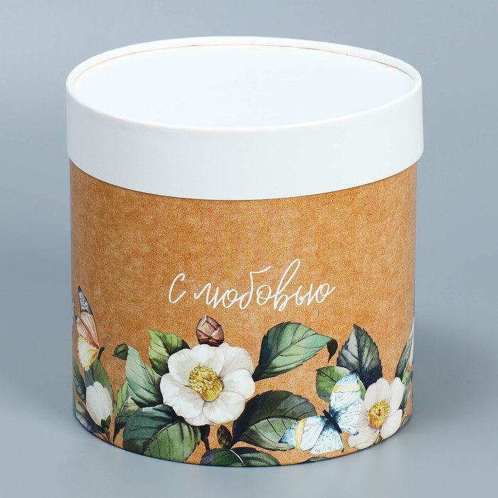 Набор шляпных коробок 2 в 1, упаковка подарочная, &laquo;Цветочный&raquo;, 13 х 13, 16 х 16 см