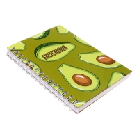 Скетчбук А5, 80 листов на гребне по длинной стороне "Авокадо", твёрдая обложка, блок 100 г/м&sup2;