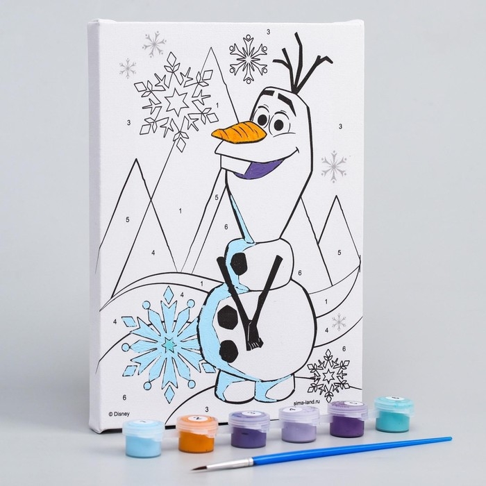 Картина по номерам для детей Картина по номерам для детей "Олаф" 21х15 см, Холодное сердце