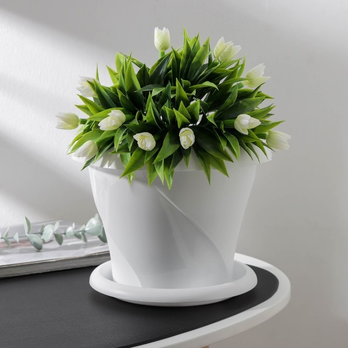 Горшок с поддоном &laquo;Флориана&raquo;, 2,8 л, цвет белый