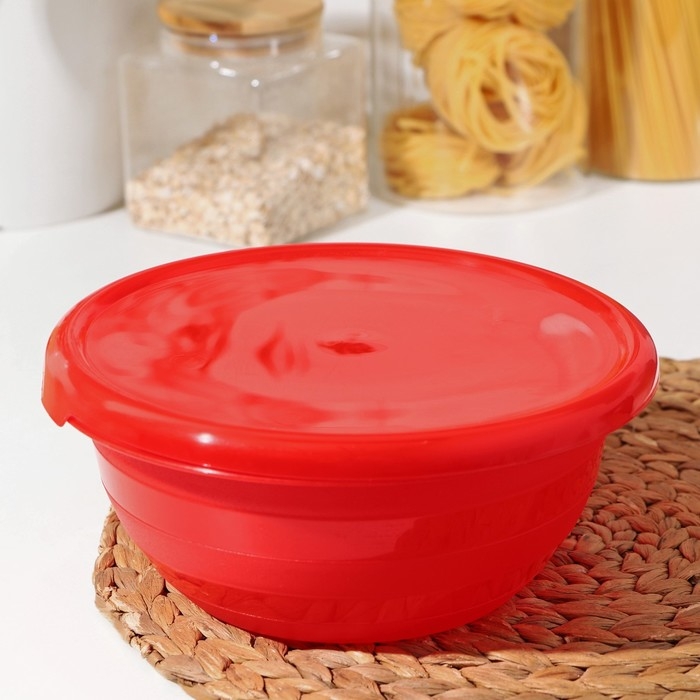 Миска с крышкой, 2,1 л, цвет МИКС Миска с крышкой, 2,1 л, цвет МИКС