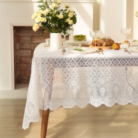 Скатерть Доляна Ажур цв.белый 140*200 &plusmn;5 см, 100%п/э
