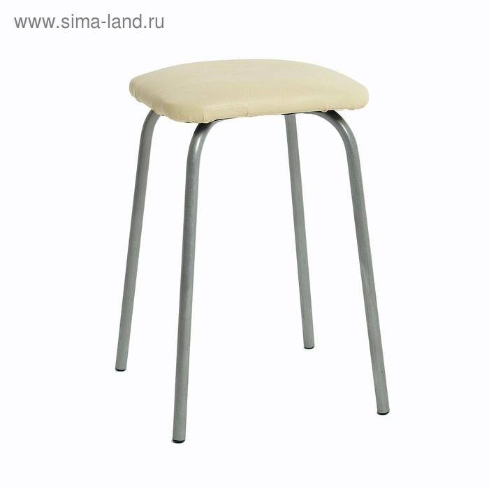 Табурет "Эконом" квадратный, Серебристый металлик/молочный