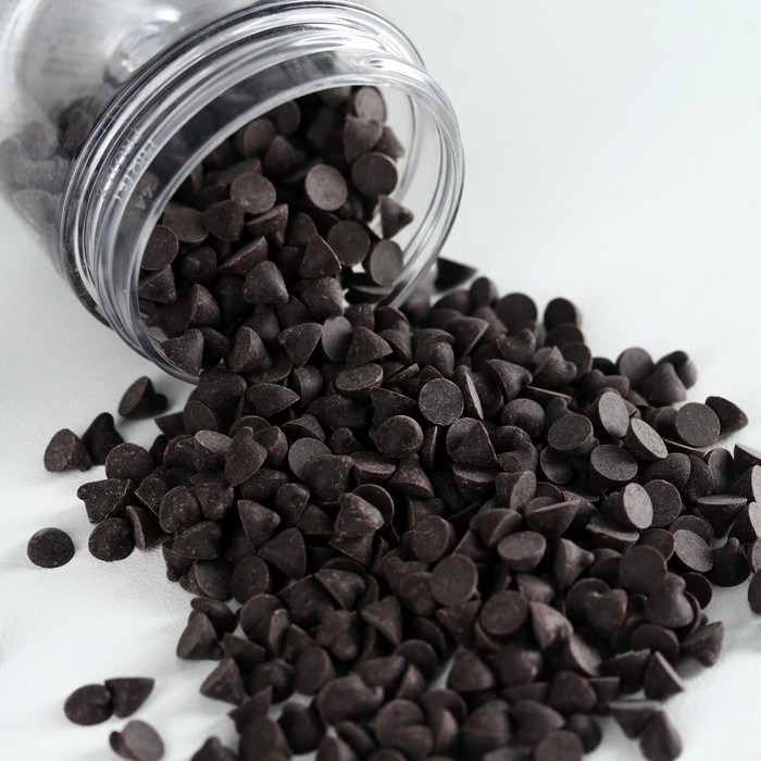 Шоколадные капли тёмные для капкейков, рулетов, печенья, 40 г.