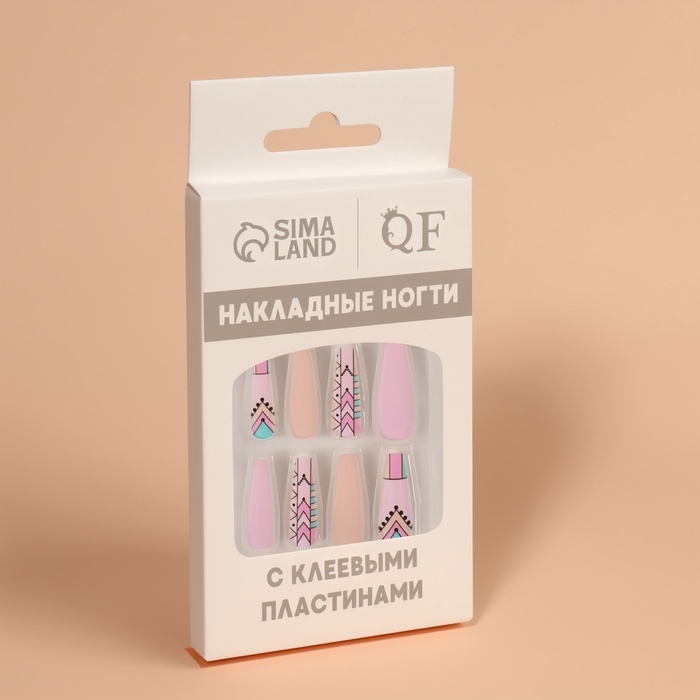 Накладные ногти «Узор», 12 шт, с клеевыми пластинами, форма балерина, разноцветные Накладные ногти «Узор», 12 шт, с клеевыми пластинами, форма балерина, разноцветные