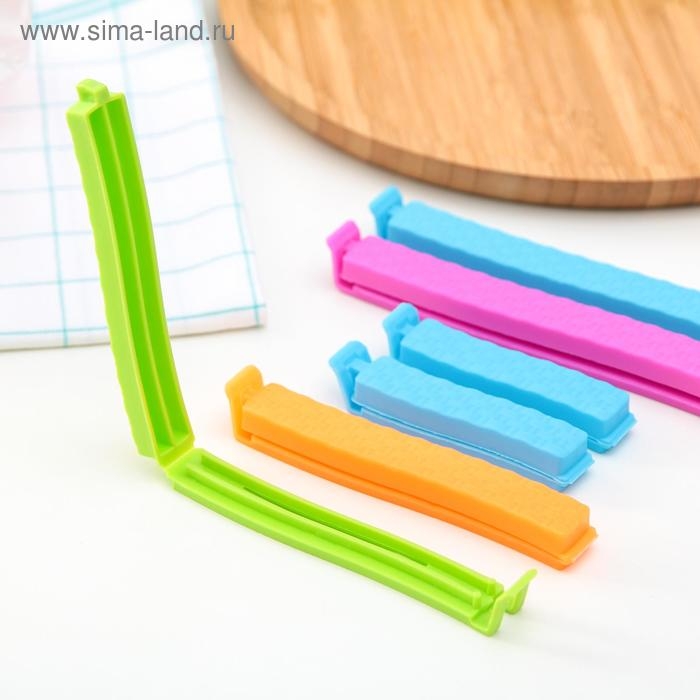 Зажимы для пакетов Доляна, 14/11/7 см, 6 шт, цвет МИКС Зажимы для пакетов Доляна, 14/11/7 см, 6 шт, цвет МИКС