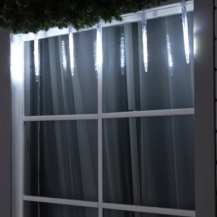 Гирлянда «Сосульки» 2.1 × 0.3 м, IP65, прозрачная нить, 216 LED, свечение белое с эффектом стекания, 24 В Гирлянда «Сосульки» 2.1 × 0.3 м, IP65, прозрачная нить, 216 LED, свечение белое с эффектом стекания, 24 В